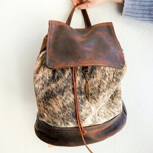 Brown and Tan Leather Women's Backpack